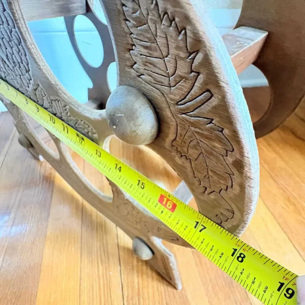 Vintage Carved Wood Wine Bottle Holder, Grape Motif Tabletop Wine Rack